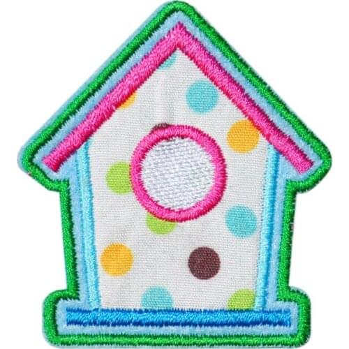 50pcs/Lot Little Bird House Embroidery Patches Letters Clothing Decoration Accessories Diy Iron Heat Transfer Applique Clothes