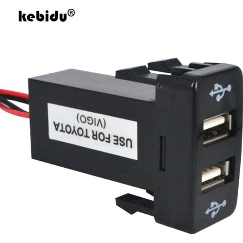 Kebidu Dual USB Car Charger Power Adapter For Cell Phone Charger 2 Port Socket Car Styling Dashboard For TOYOTA VIGO
