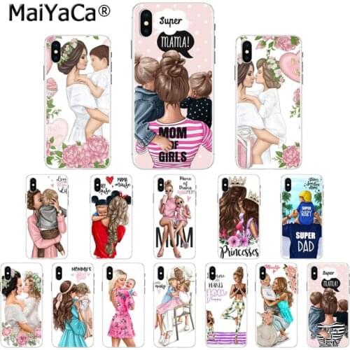 MaiYaCa Family Boy Girl princess Mom Dad Baby TPU Soft Phone Cover for iPhone 5 5Sx 6 7 7plus 8 8Plus X XS MAX XR
