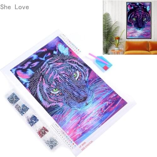 Chzimade Diamond Painting Tiger Shape Diamond Embroidery Jellyfish Colorful Paint With Diamonds Handicraft