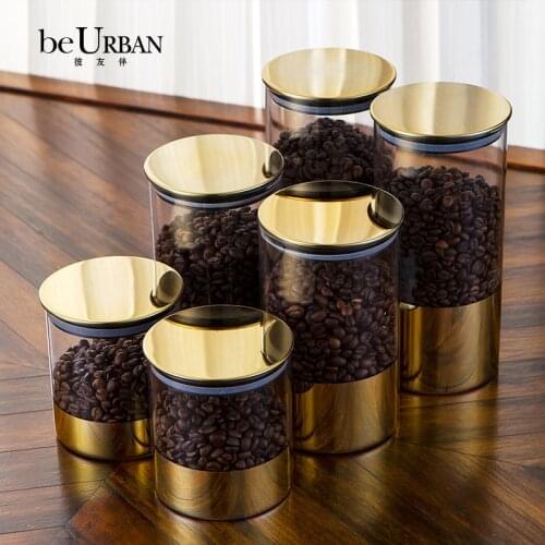 Food Glass Storage Jars Set Kitchen Small Coffee Cereal Spice Storage Jars Airtight Containers Rangement Household Items DF50SBJ