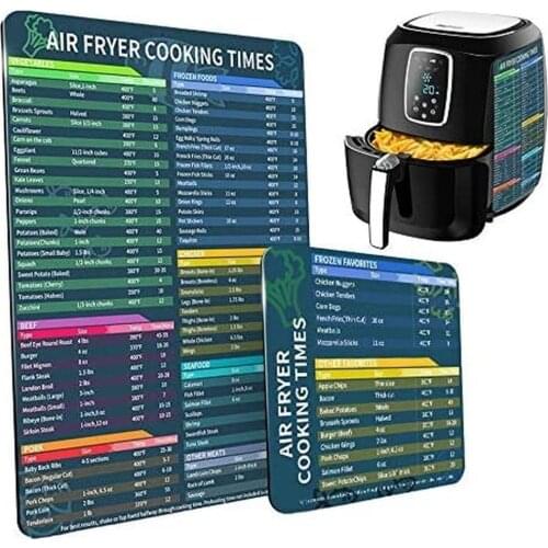 Air Fryer Magnetic Times Cheat Sheet, Air Fryer Accessories Magnetic Chart,Air Fryer Cooking Times Chart for Kitchen, 2Pcs