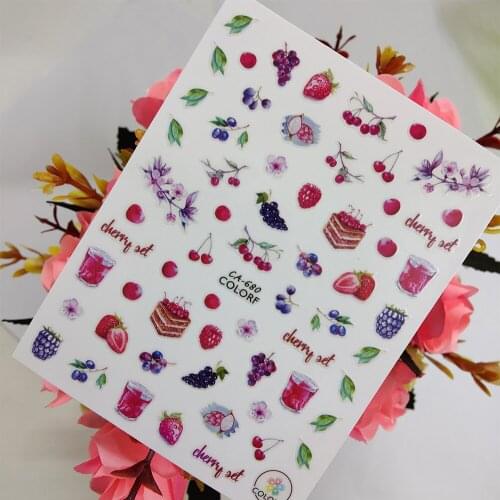 Fruit Juice Cake Cherry Stickers for nails Design Self adhesive Nail Art Decoraciones Sliders Foil Manicure Accessories