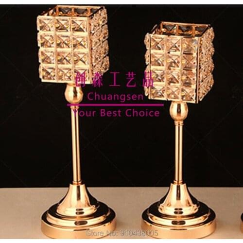 Crystal Vase Metal Candle Holder Candlestick Wedding Centerpiece Holidays Flower Vase Christmas Ornament Flower Holder