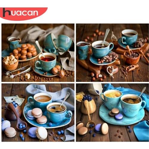 HUACAN DIY Frame Paint By Number Coffee Cup For Adults Picture By Numbers Landscape Acrylic Paint On Canvas Home Decoration