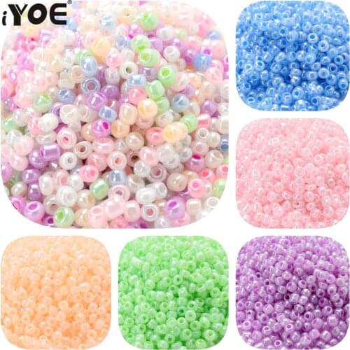 IYOE 300/600/1500pcs 3mm Milk Macaroon Color Glass Seed Beads Irregular Space Beads For Jewelry Making Handmade Scrapbooking