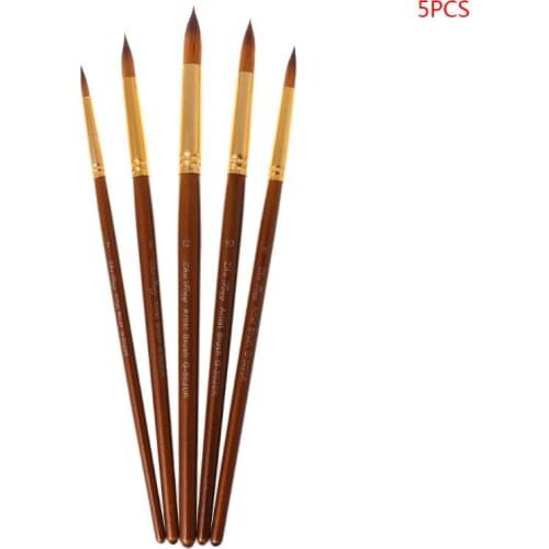 C90C 5pcs Paint Brushes Round/Filbert/Angel/Flat Nylon Hair Watercolor Paintbrushes