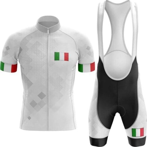 Tenue velo homme Italy 2021 summer cycling jersey set mens white bicycle shirt mtb bike bib shorts racing wear cyclist clothing