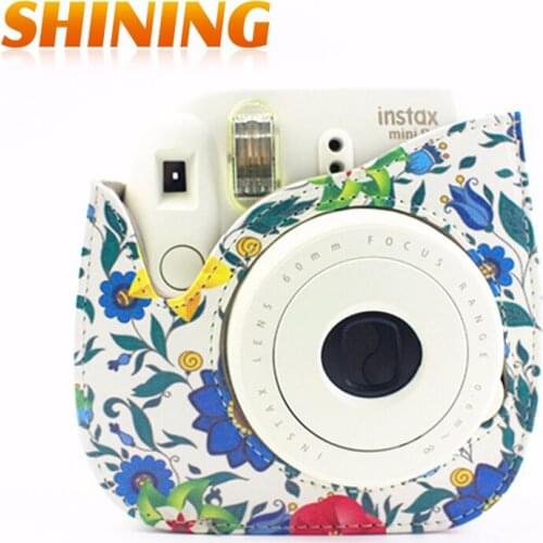 Camera Bag Leather Purse Leather Shoulder Strap Flower Bag Protect Case Pouch For Fujifilm Instax Mini 8 S117 Camera Accessories