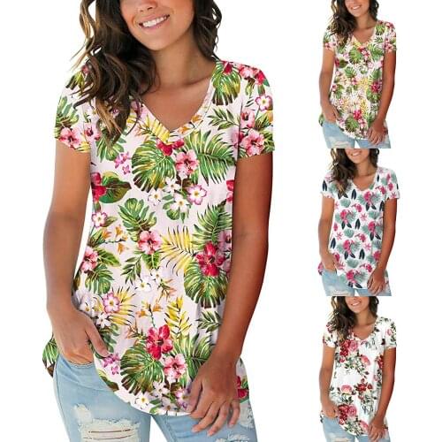 2022 New Womens Clothing Autumn and Winter New Fashion Womens V-neck Flower Print Long-sleeved Casual Loose T-shirt Plus Size