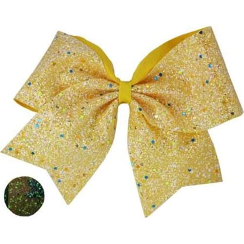 NEW Glowing 7" cheer Hair Bow Luminous elastic rubber for girl Chunky Glitter Fabric Synthetic Leather Sheets Glow In The Dark
