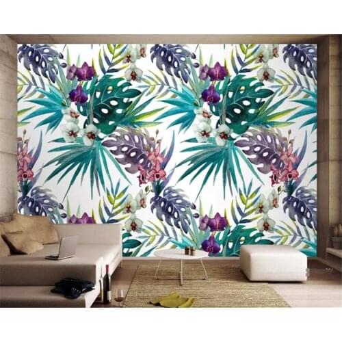 Beibehang Custom wallpaper mural hand-painted tropical leaves TV living room sofa background wall 3d wallpaper papel pintado