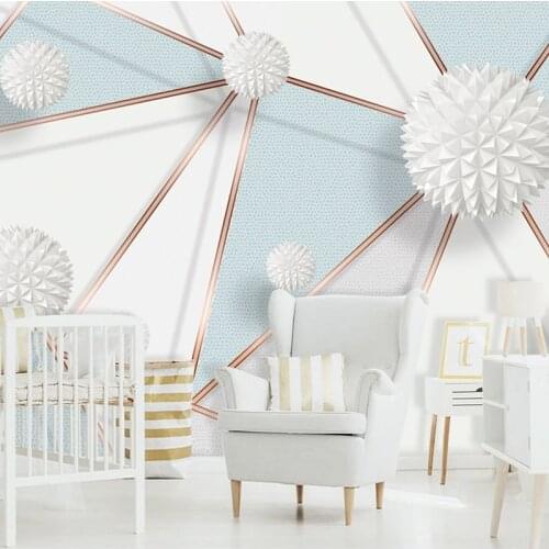 Custom Photo Mural Wallpaper 3D Stereoscopic Circle Ball Geometric Marble Living Room Sofa TV Background Papel De Parede Modern