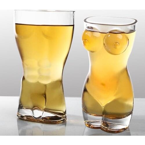 Transparent Wine Shot Glasses Sexy Lady Men Durable Double Wall Whiskey Glasses Chest Beer Cup For Bar Kitchen 500ML