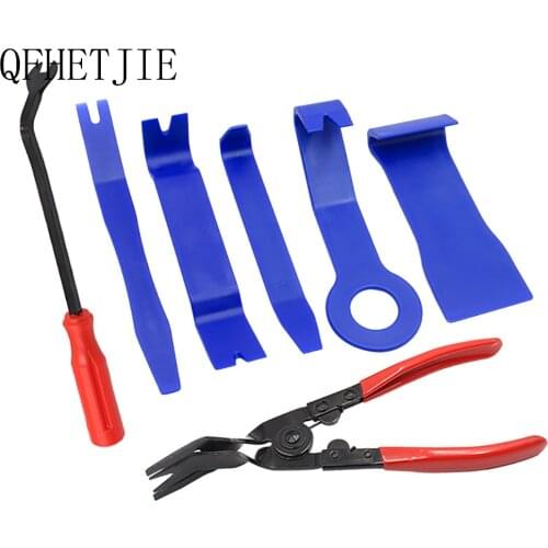 QFHETJIE Car Accessories Audio Modification Tool Set 7 Pieces Detachable Car Inner Door Buckle Pry Plate Light Clip Screwdriver