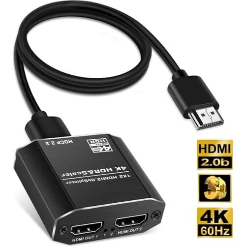 1 Duplicate to 2 HDMI Displays 4K@60Hz HDMI Splitter 1 in 2 Out with Scalar High Speed HDMI Cable Support HDCP 2.2