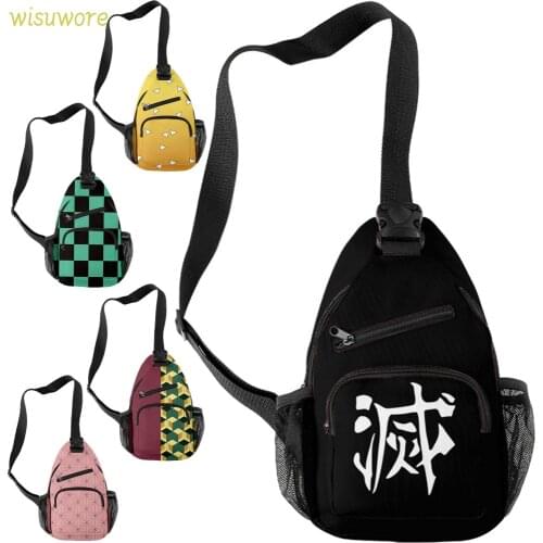 Demon Slayer: Kimetsu No Yaiba Backpack Canvas Bag Kamado Tanjirou School Bags Teenagers Fashion Diagonal Shoulder Bag Cosplay