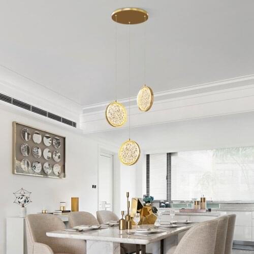 Modern dining room decoration ceiling hanging chandelier living room decoration circular chandelier bedroom bedside hanging lamp
