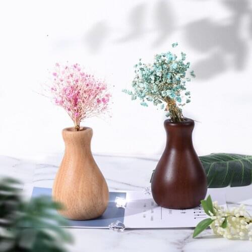 Solid Wood Flowers Vase Small Ornaments Living Room Simple Home Accessories