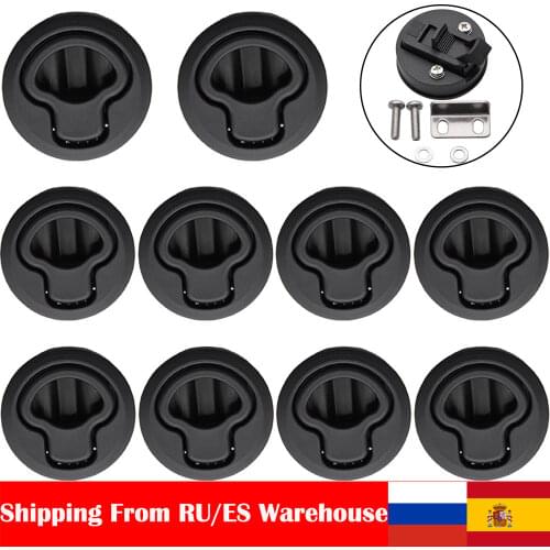 10pcs 2" Plastic Marine Boat Round Deck Lock without Key Flush Pull Slam Latches Lift Ring Handle RV Boat Yacht Hatch Door Lock