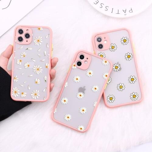 Daisy Sunflower Camera Protection Bumper Phone Cases For iPhone 11 Pro Max XR XS Max X 8 7 6S Plus Matte Shockproof Back Cover