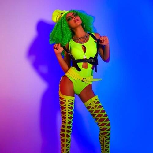 Green Pole Dance Clothing Women Music Festival Outfit DJ DS Bodysuit Stage Costume Clubwear Dancer Outfits Sexy Clubwears DL7405