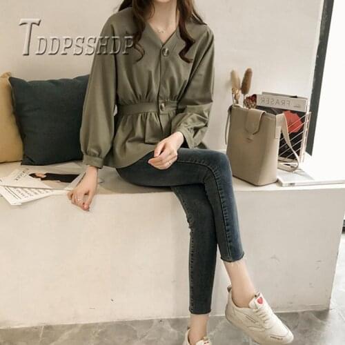 2019 White Black Green Colors Can Choose Women Blouse Autumn V Neck Female Blouses