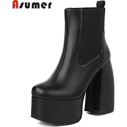 Asumer 2022 Plus Size 46 Super High Heels Platform Shoes Women Ankle Boots Round Toe European Style Sexy Party Shoes Ladies