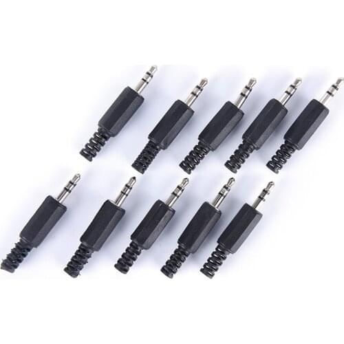 10Pcs 3.5mm Jack Plug 3.5 Stereo Plug Black 3.5mm Audio Jack Plug Headphone Male Connector Wholesale