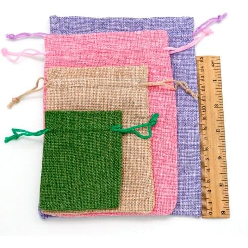 10x14cm Cotton Linen Gift Bags Jewelry Packaging Drawstring Pouch&Bag Favor Holder Wedding Birthday Party Candy Necklace 9Colors