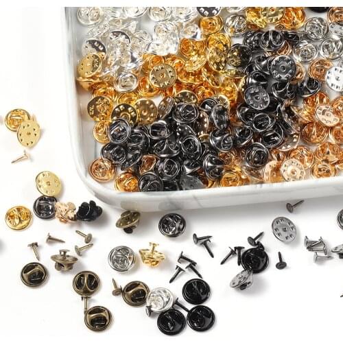 100sets Gold Silver Color 11.4mm Base Butterfly Brooch Back Holder Metal Brooch Pins Badge Holder For Diy Jewelry Making