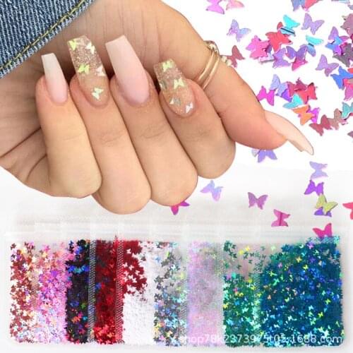 2g/Bag Sparkly Butterfly Nail Sequins Paillette Mixed Colors Nail Holographics Glitter 3D Flakes Slices Nails Accessories