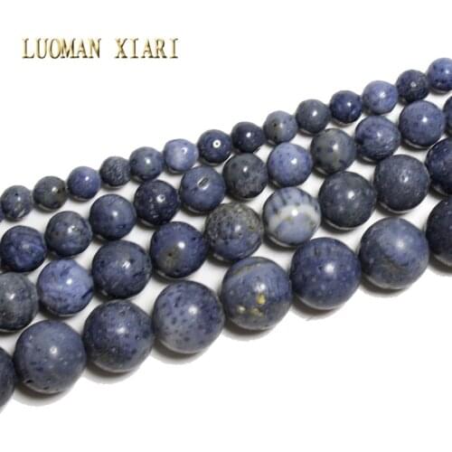 Fine AAA 100% Natural Blue Coral Round Natural Stone Beads For Jewelry Making DIY Necklace Bracelet 4/6/8/10 /12 mm Strand 15