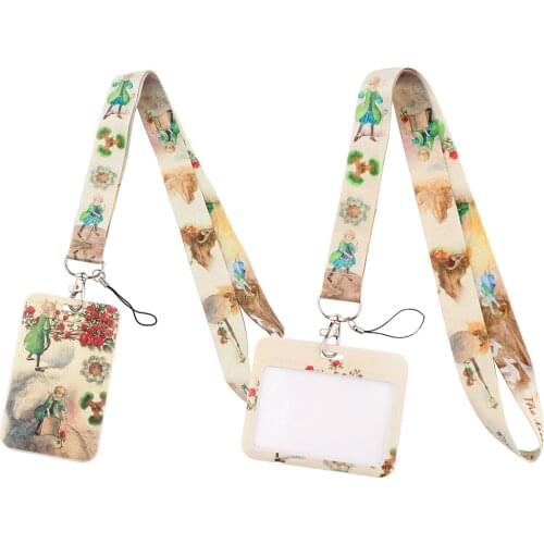 CB428 Little Prince and Rose Lanyard Credit Card ID Holder Student Women Travel Card Cover Badge Car Keychain Gifts Accessories