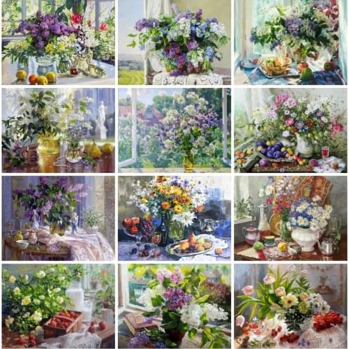 EverShine DIY Diamond Painting Flowers Cross Stitch Diamond Embroidery Garden Picture Rhinestones Art Handmade Home Decoration