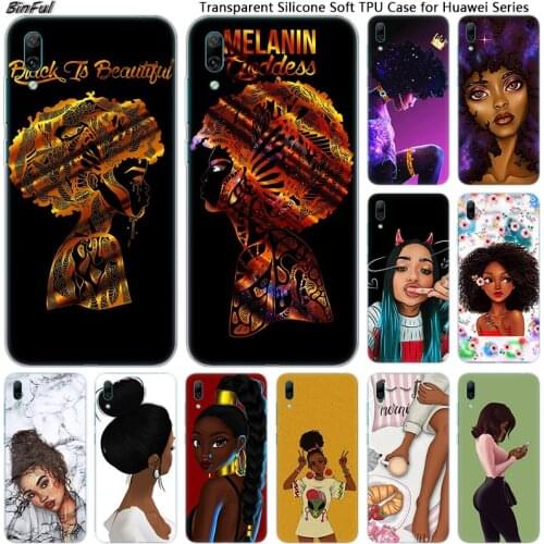 Hot African beauty girls Soft Silicone Phone Case for Huawei Mate 10 20 Lite Pro Enjoy 9S Y9 Y7 Y6 Y5 2019 2018 Pro 2017 Fashion