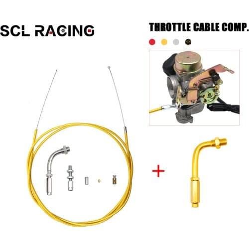 Alconstar 190cm Motocycle Motocross Throttle Cable Nylon Braided Pipe With 90° Accelerator Adjuster Screw For Honda For Yamaha