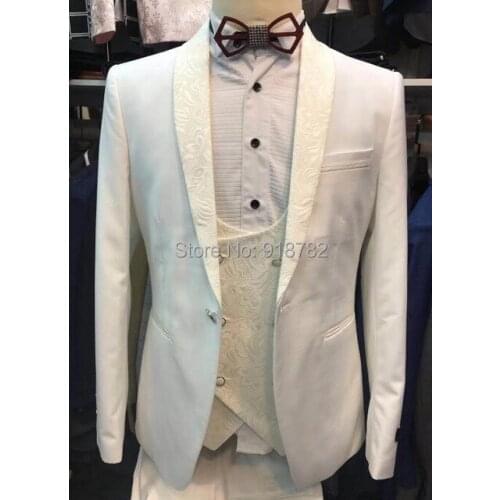 Suit Men 2019 Designers White Wedding Suits For Men Groom Suit Tuxedo Custom Made 3 Piece Slim Fit Wedding Dress Terno Masculino