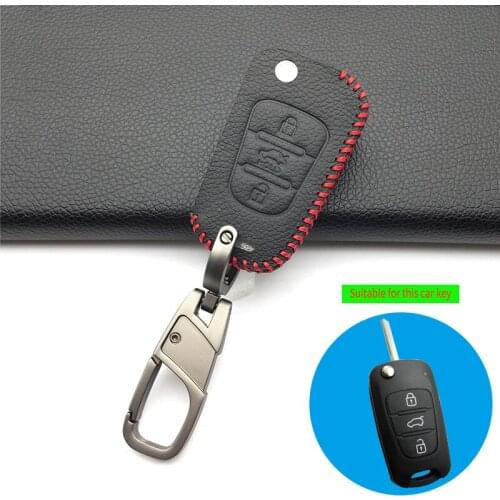 Leather Case Car Key Cover For Kia Sportage Sorento RIO K2 K5 For Hyundai i20 i30 i35 iX20 iX35 Solaris Verna 3 Button Key Shell