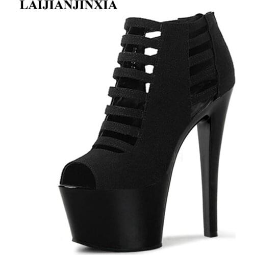 LAIJIANJINXIA Super High Heels Women Pole Dance Shoes Sexy Night Club Party Dancing Shoes Platform 17cm High Heels Sandals