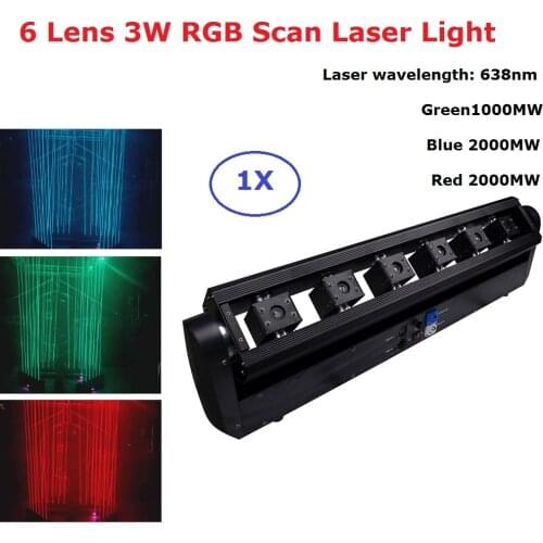 6 Lens Scan Laser Light Line Beam Moving Head 3W RGB Laser Light Laser Dj Projector DMX Christmas Laser Light Projector Indoor