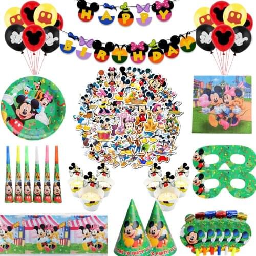 Disney Mickey Mouse Green CartoonsTheme Disposable Tableware Plate Cup Kids Birthday Party Baby Shower Decorations Supplies