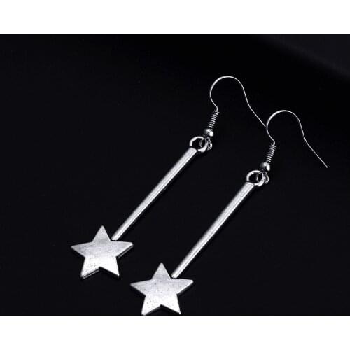 Trendy Vintage Magic Star Shape Dangle Antique Color Plated Earrings for Women Girl Retro Drop Earrings Cute Earring Jewelry