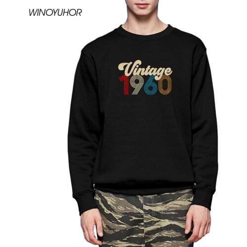 Vintage 1960 Hoodies Men Winter Fashion Long Sleeve Sweatshirts Male Funny Retro Birthday Gift Pullover High Quality