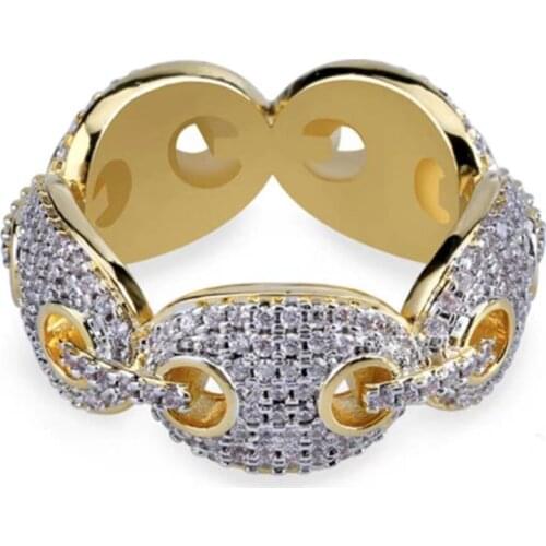 Mens Ring Sparking Chain Hip-hop Rock Style Gold Color Plated Ring For Men Women Trendy Hand Jewelry Personality Party Gifts