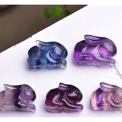 1Pcs Natural clear quartz crystal hand-carved miniature rabbit crafts for home decoration