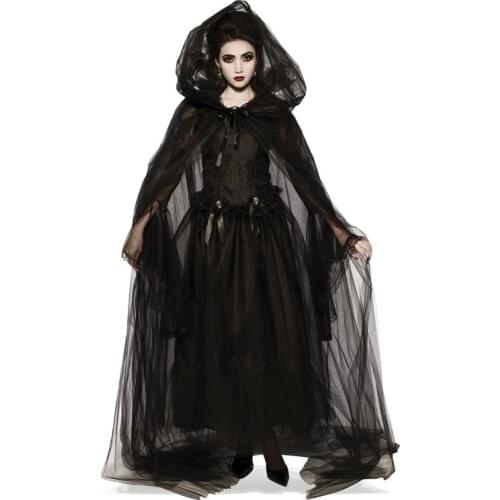 New Halloween costume adult magic wizard robe ghost bride death vampire black cloak cloak suitable for any figure
