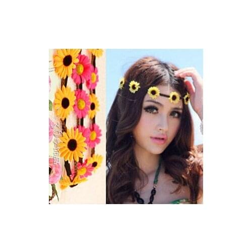 Wholesale 10pcs/lot 2014 new fashion Bohemia Sunflower headband wreath for beach women hair accessories Free Shipping