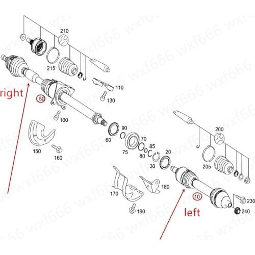 Front half shaft Drive shaft Suitable for A 160mer ce des-be nzA 180 2011 B 170 2009 Left and right half shaft Front drive shaft