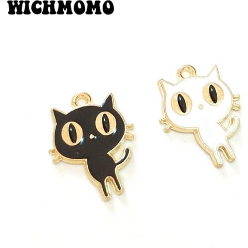 New Fashion 10pieces Drop Oil Cute Kitten Charms Zinc Alloy Pendant for Diy Necklace Bracelet Jewelry Accessories